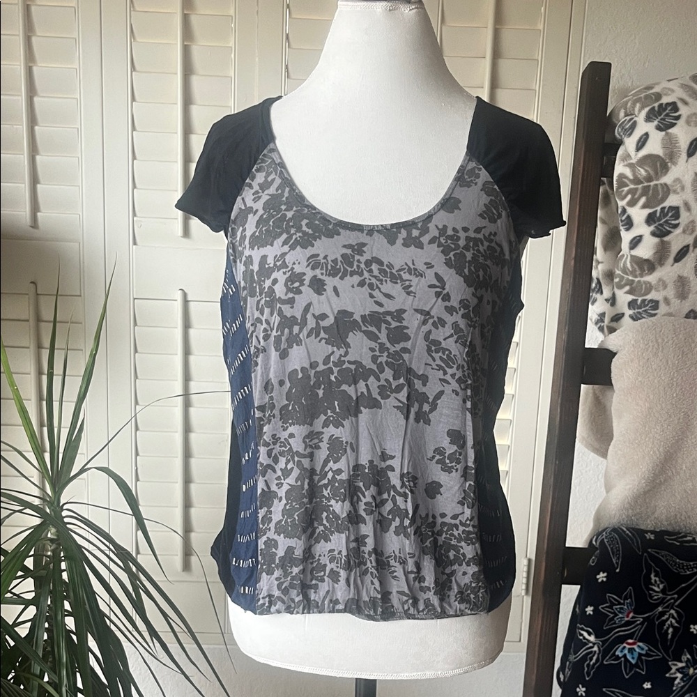 Free People Mix N Match Print Top | Boho Mixed Media Blouse